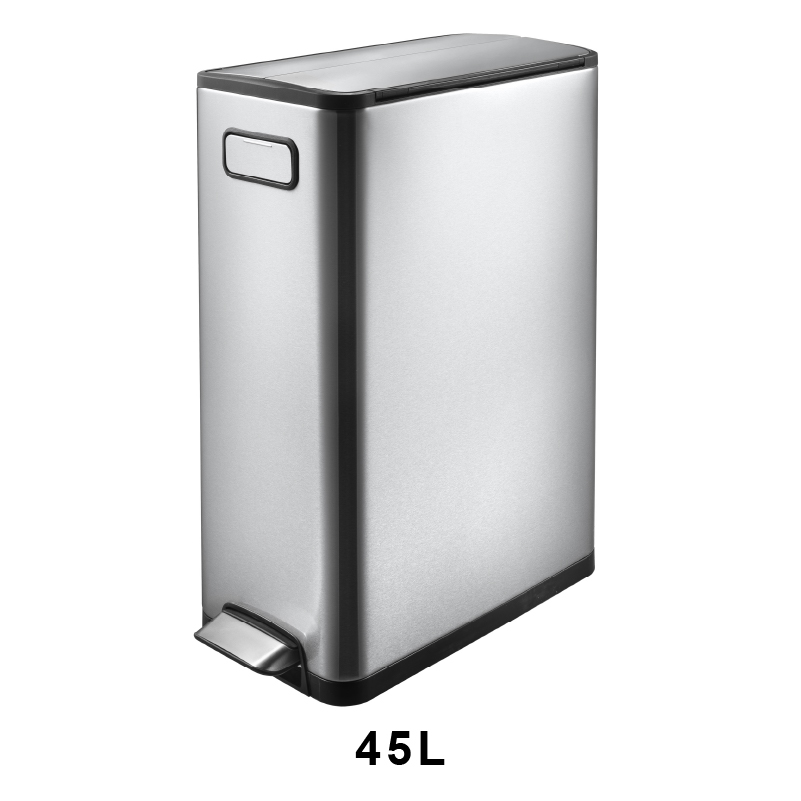 ◆ ふた付きゴミ箱 45L エコフライ ステップビン キャスター付 シルバー EKO