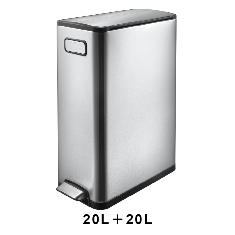 ◆ ふた付きゴミ箱 20L + 20L エコフライ ステップビン キャスター付 シルバー EKO